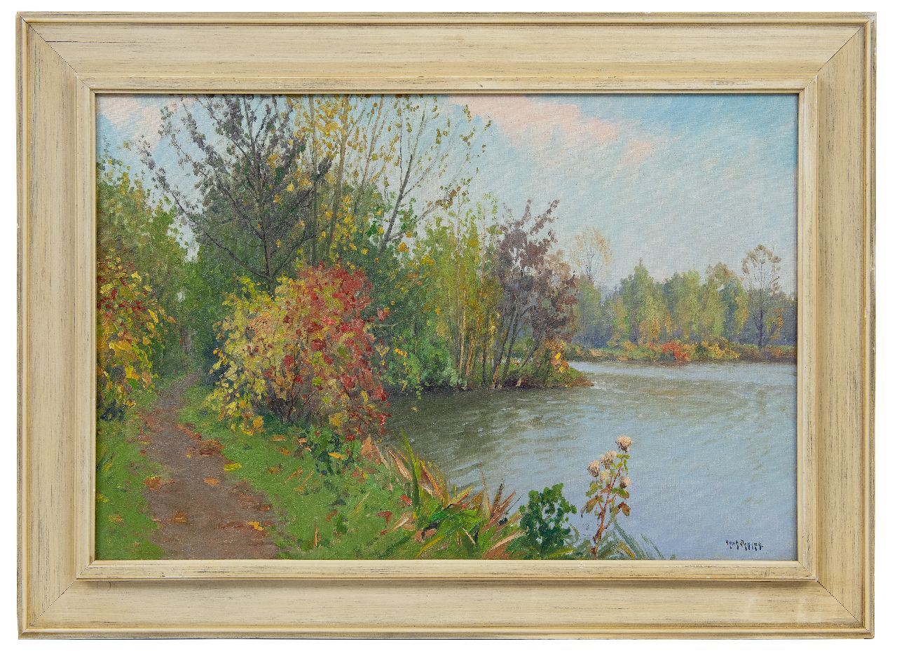 Dekker H.N.  | Henricus Nicolaas 'Henk' Dekker | Gemälde zum Verkauf angeboten | Flussufer im Herbst, Öl auf Leinwand 40,3 x 60,2 cm, Unterzeichnet u.r.