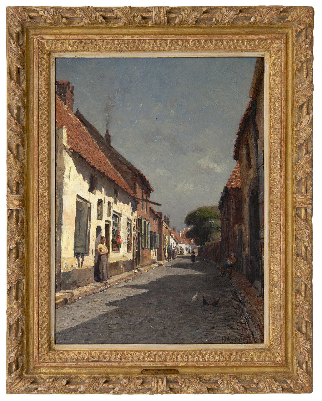 Wijsmuller J.H.  | Jan Hillebrand Wijsmuller | Gemälde zum Verkauf angeboten | Sonnige Dorfstraße, Öl auf Leinwand 50,2 x 37,3 cm, Unterzeichnet u.r.