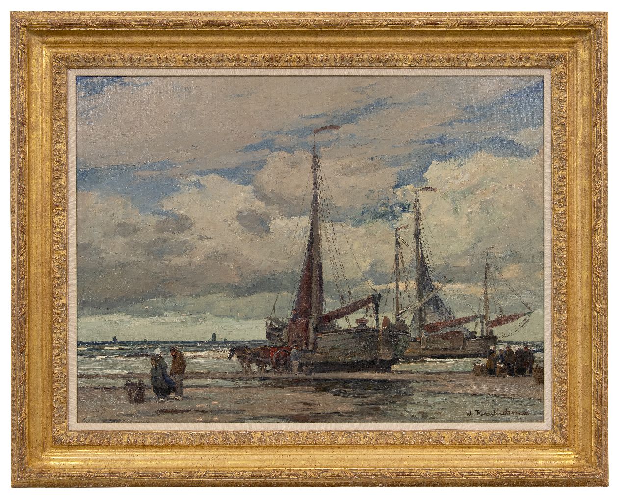 Hambüchen W.  | Wilhelm Hambüchen | Gemälde zum Verkauf angeboten | Nachdem die Flotte angekommen ist, Öl auf Leinwand 60,2 x 80,4 cm, Unterzeichnet l.u.