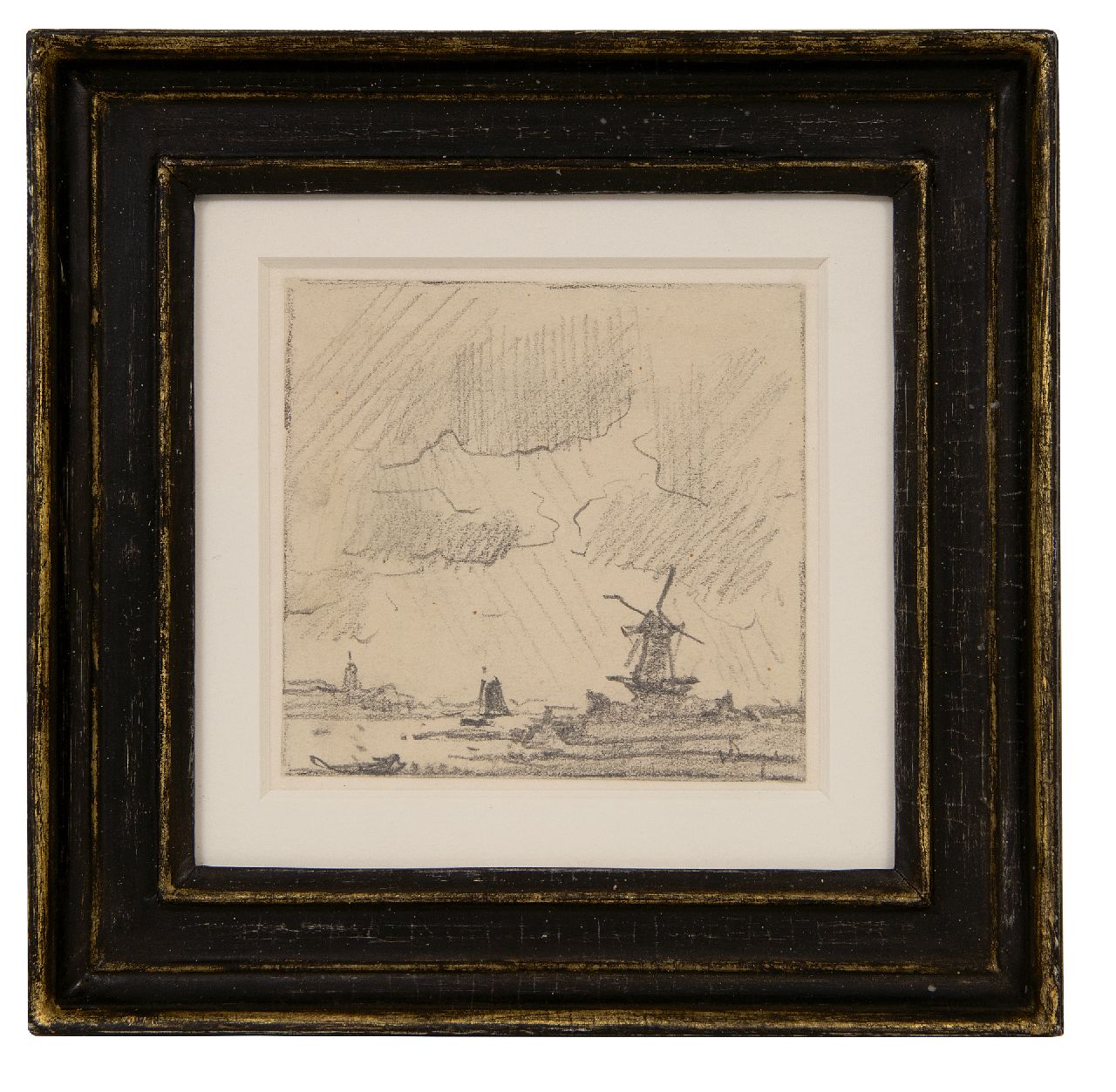 Dongen C.T.M. van | Cornelis Theodorus Maria 'Kees' van Dongen | Aquarelle und Zeichnungen zum Verkauf angeboten | Blick auf das Dorf Overschie, Bleistift auf Papier 10,0 x 10,5 cm, Unterzeichnet u.r.