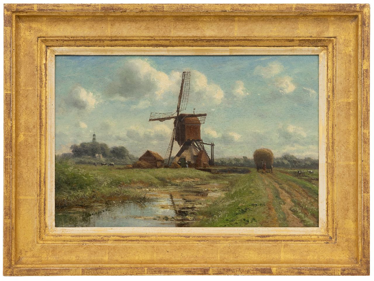 Doeleman J.H.  | Johan Hendrik Doeleman | Gemälde zum Verkauf angeboten | Polderlandschaft mit Mühle, Öl auf Holz 21,8 x 32,8 cm, Unterzeichnet u.l.