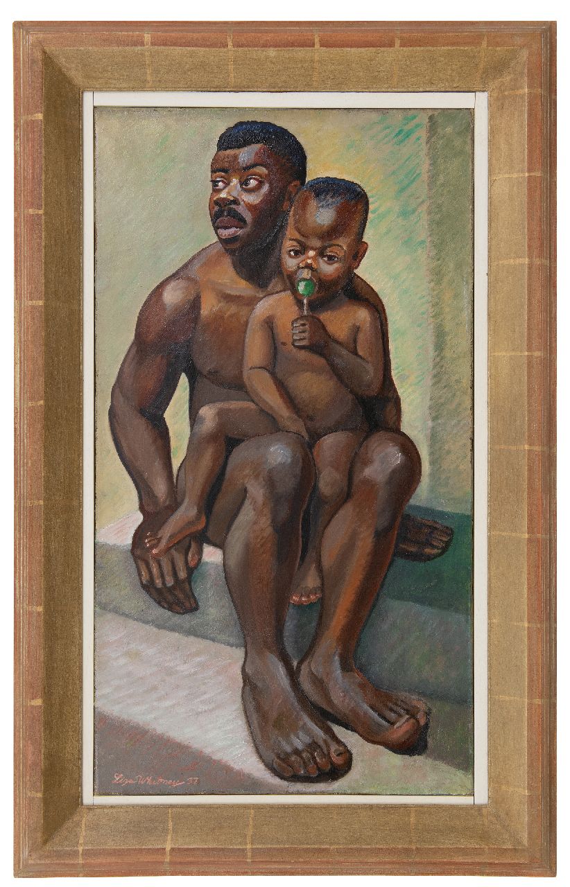 Whitney L.  | Lisa Whitney | Gemälde zum Verkauf angeboten | Vater und Sohn, Öl auf Leinwand 91,8 x 50,8 cm, Unterzeichnet u.l. und datiert '37
