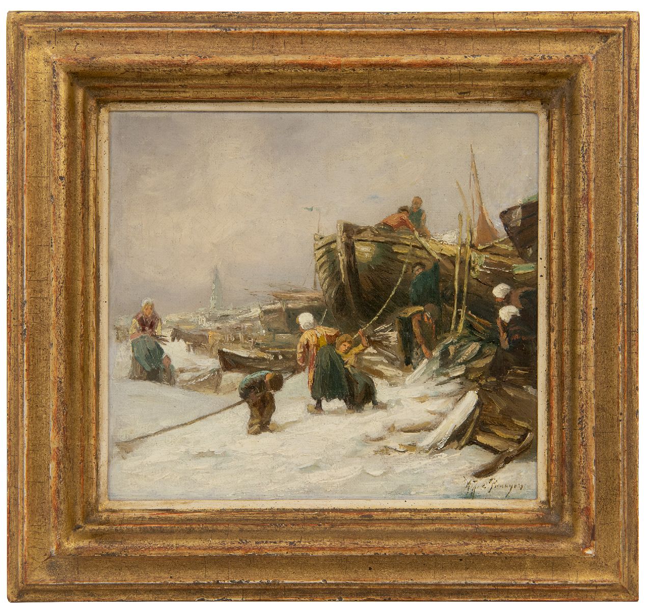 Prooijen A.J. van | Albert Jurardus van Prooijen | Gemälde zum Verkauf angeboten | Strand im Winter, Öl auf Leinwand auf Holz 21,1 x 22,8 cm, Unterzeichnet u.r.