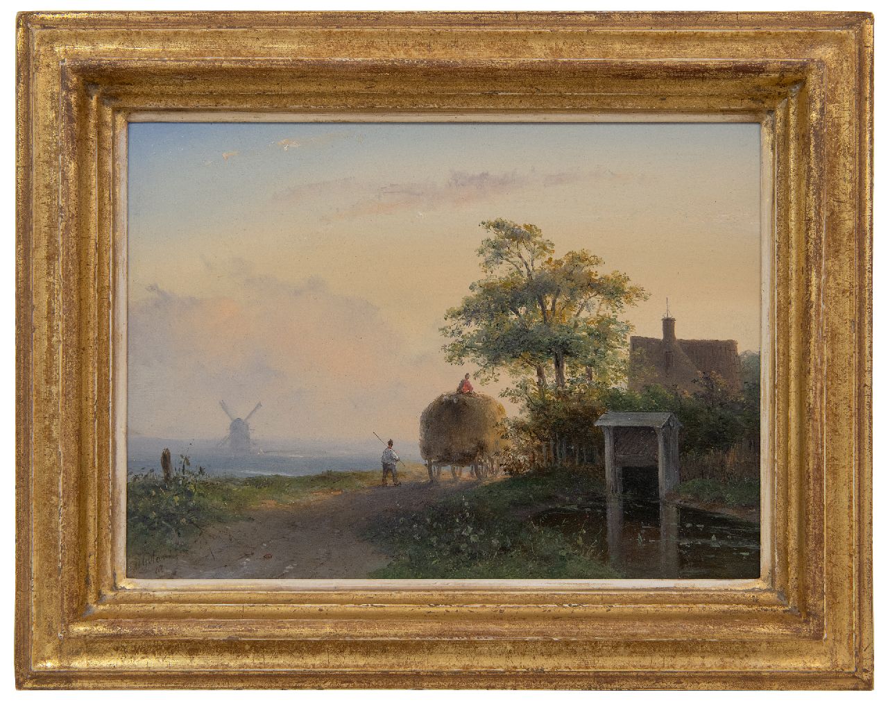 Hans J.G.  | Josephus Gerardus Hans | Gemälde zum Verkauf angeboten | Zuhause nach der Heuernte, Öl auf Holz 21,2 x 29,0 cm, Unterzeichnet l.u. und datiert '47, ohne Rahmen