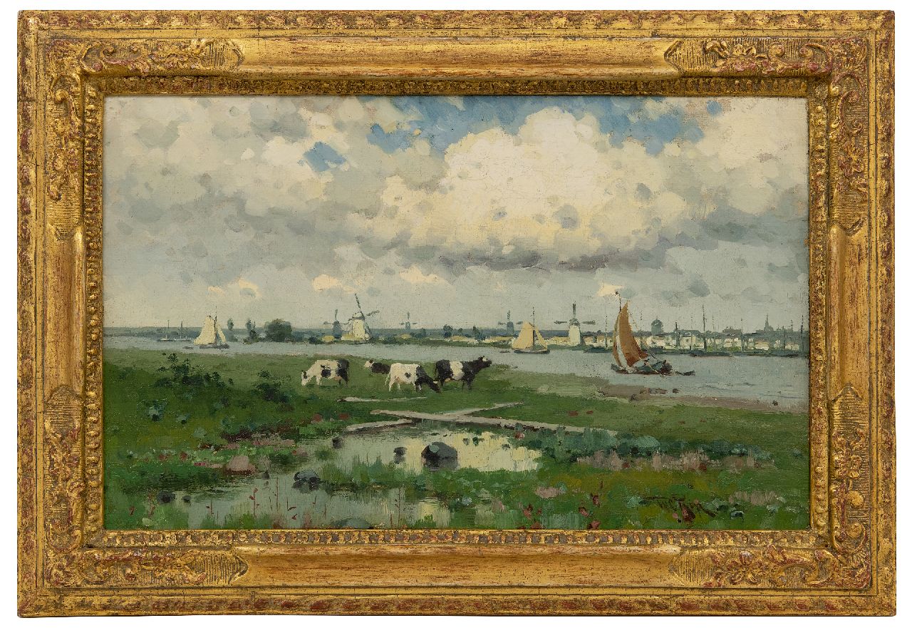 Rip W.C.  | 'Willem' Cornelis Rip | Gemälde zum Verkauf angeboten | Sonniger Tag in Overschie, Öl auf Leinwand 26,2 x 42,1 cm, Unterzeichnet r.u.