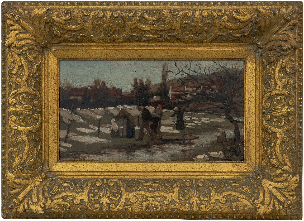 Akkeringa J.E.H.  | 'Johannes Evert' Hendrik Akkeringa | Gemälde zum Verkauf angeboten | Bleiche hinter den Dünen, Öl auf Holz 17,5 x 31,4 cm, Unterzeichnet u.l.