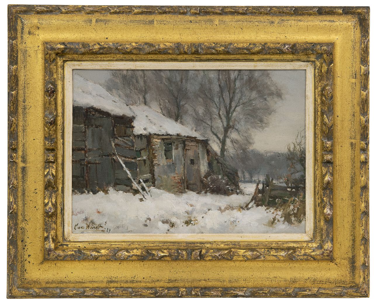 Windt Ch. van der | Christophe 'Chris' van der Windt, Bauernhof im Schnee, Öl auf Leinwand auf Holz 21,5 x 29,8 cm, Unterzeichnet u.l. und datiert '39
