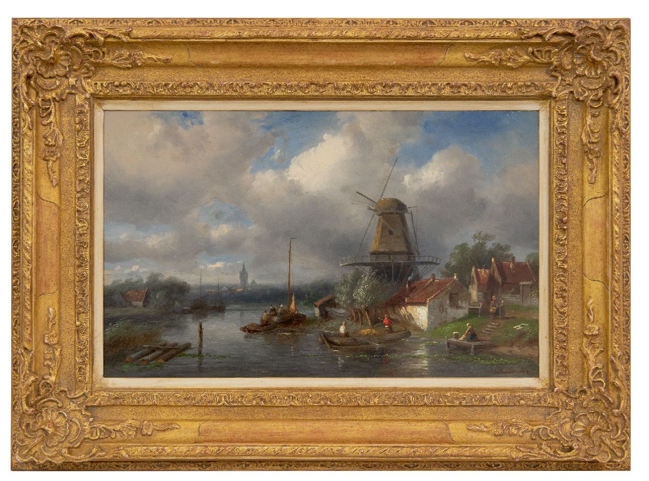 Leickert C.H.J.  | 'Charles' Henri Joseph Leickert | Gemälde zum Verkauf angeboten | Fluss im Sommer, Öl auf Holz 25,0 x 40,0 cm, Unterzeichnet u.r.