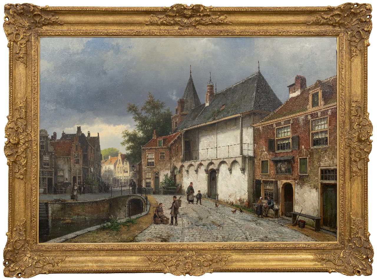 Koekkoek W.  | Willem Koekkoek, Blick auf den Koppelpoort in Amersfoort, Öl auf Leinwand 86,5 x 125,5 cm, Unterzeichnet l.u.