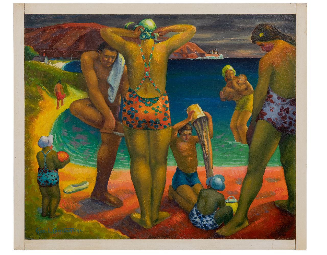 Constantine G.L.  | George Constantine | Gemälde zum Verkauf angeboten | Am Strand, Öl auf Holzfaser 56,0 x 65,0 cm