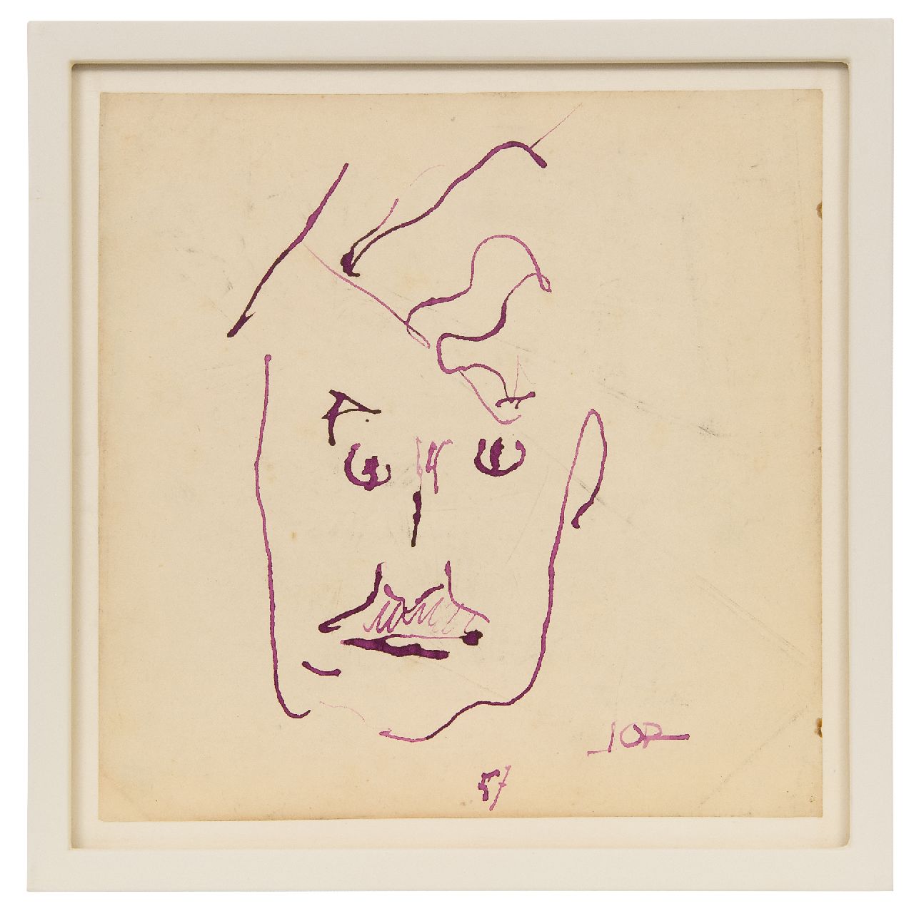 Jordens J.G.  | 'Jan' Gerrit Jordens | Aquarelle und Zeichnungen zum Verkauf angeboten | Selbstporträt des Künstlers, Tinte auf Papier 26,7 x 26,4 cm, Unterzeichnet u.r. und datiert '57