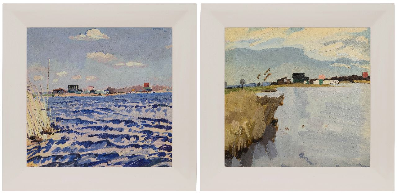 Zee J. van der | Jan van der Zee, Paterswoldsemeer, Groningen, an einem windigen Tag; im Verso: Paterswoldsemeer bei ruhigem Wetter, Öl auf Leinwand 54,0 x 56,0 cm, Unterzeichnet o.r. und datiert '32 Zee J. van der | Jan van der Zee, Paterswoldsemeer, Groningen, an einem windigen Tag; im Verso: Paterswoldsemeer bei ruhigem Wetter, Öl auf Leinwand 54,0 x 56,0 cm, Unterzeichnet o.r. und datiert '32