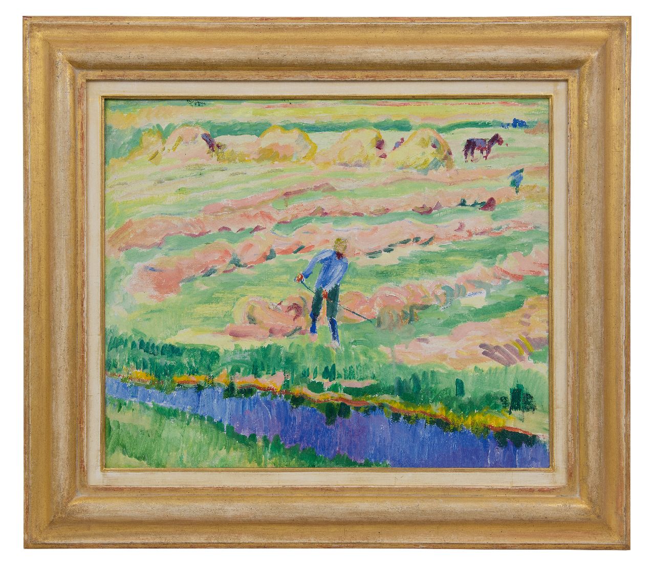 Altink J.  | Jan Altink | Gemälde zum Verkauf angeboten | Landschaft mit einem Bauern der heult, Öl auf Leinwand 50,3 x 60,2 cm
