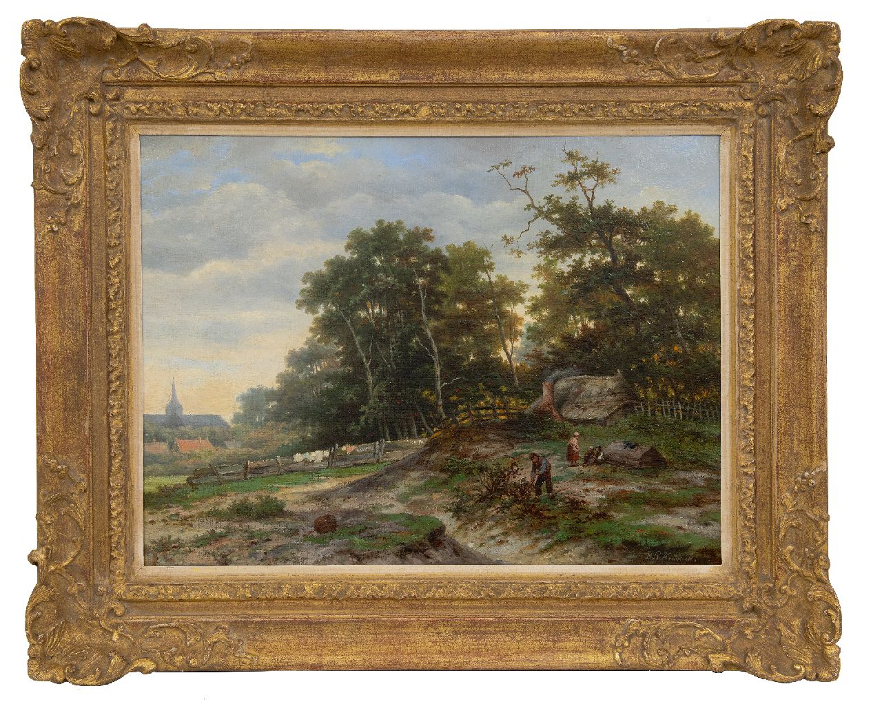 Koekkoek B.H.  | Barend Hendrik 'H.B.' Koekkoek, Hütte am Waldrand, Öl auf Leinwand 46,0 x 61,5 cm, Unterzeichnet u.r.