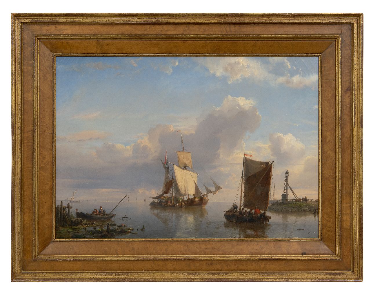 Koekkoek H.  | Hermanus Koekkoek | Gemälde zum Verkauf angeboten | Segel- und Fischerboote in ruhiger See, Öl auf Leinwand 38,3 x 54,5 cm, Unterzeichnet u.l. und datiert 1858
