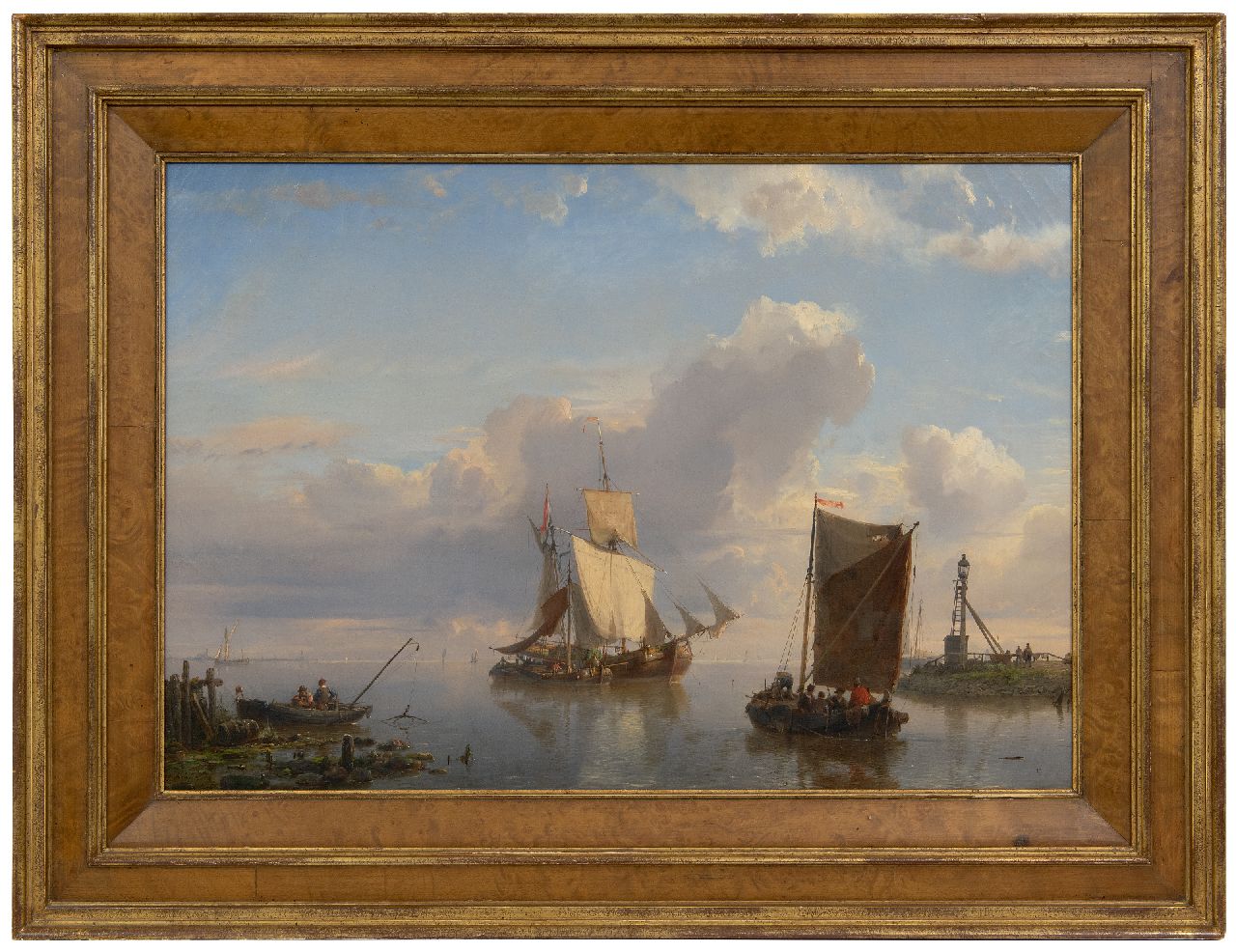 Koekkoek H. | Hermanus Koekkoek | Gemälde zum Verkauf angeboten | Segel- und Fischerboote in ruhiger See am Hafeneinfahrt, Öl auf Leinwand 38,3 x 54,5 cm, Unterzeichnet u.l. und datiert 1858 Koekkoek H. | Hermanus Koekkoek | Gemälde zum Verkauf angeboten | Segel- und Fischerboote in ruhiger See am Hafeneinfahrt, Öl auf Leinwand 38,3 x 54,5 cm, Unterzeichnet u.l. und datiert 1858