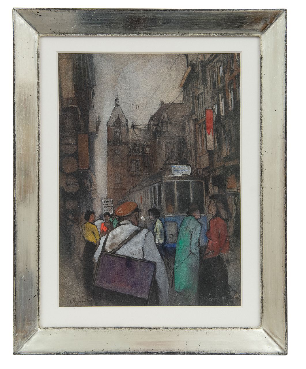 Rijlaarsdam J.  | Jan Rijlaarsdam | Aquarelle und Zeichnungen zum Verkauf angeboten | Der Leidsestraat in Amsterdam, Pastell und Aquarell auf Papier 28,2 x 20,2 cm, Unterzeichnet u.l.