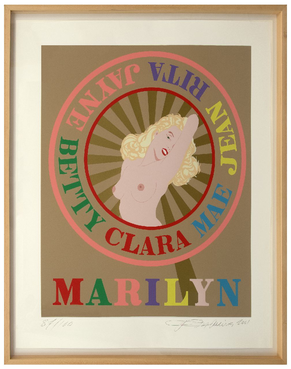 Indiana (Robert Clark) R.  | Robert Indiana (Robert Clark) | Grafik zum Verkauf angeboten | Sunburst Marilyn (Homage to Marilyn Monroe), Siebdruck auf Papier 85,0 x 71,5 cm, Unterzeichnet u.r. (in Bleistift) und datiert 2001  (in Bleistift)