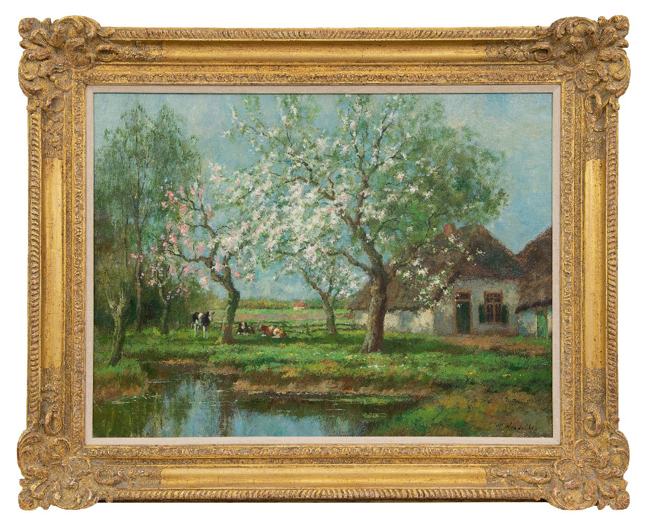 Bouter C.W.  | Cornelis Wouter 'Cor' Bouter, Farmyard in spring, Öl auf Leinwand 61,0 x 81,6 cm, signed l.r. 'W. Hendriks' (pseudonym)