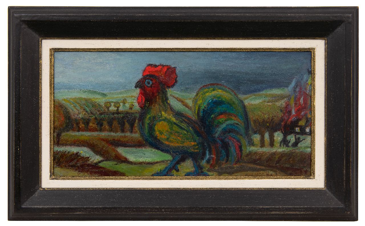 Andréa C.  | Cornelis 'Kees' Andréa | Gemälde zum Verkauf angeboten | Hahn, Öl auf Holz 20,0 x 40,0 cm, Unterzeichnet u.r.