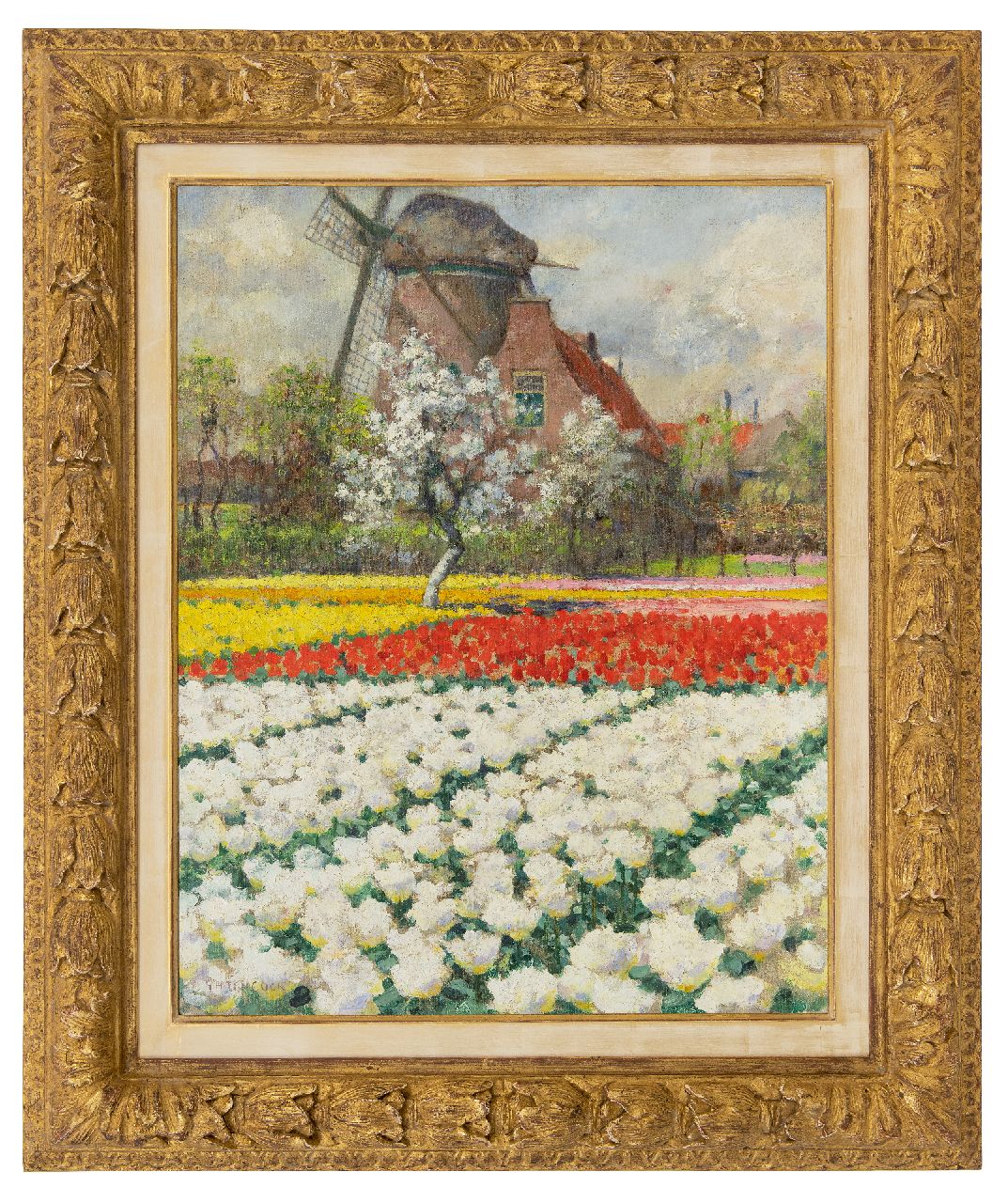 Hitchcock G.  | George Hitchcock | Gemälde zum Verkauf angeboten | Double White Tulips, Egmond aan den Hoef, Öl auf Leinwand 55,7 x 43,8 cm, Unterzeichnet u.l.