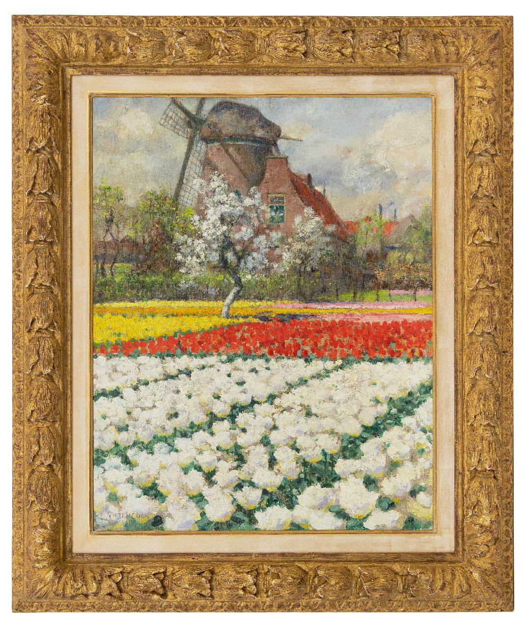 Hitchcock G.  | George Hitchcock | Gemälde zum Verkauf angeboten | Double White Tulips, Egmond aan den Hoef, Öl auf Leinwand 55,7 x 43,8 cm, Unterzeichnet u.l.