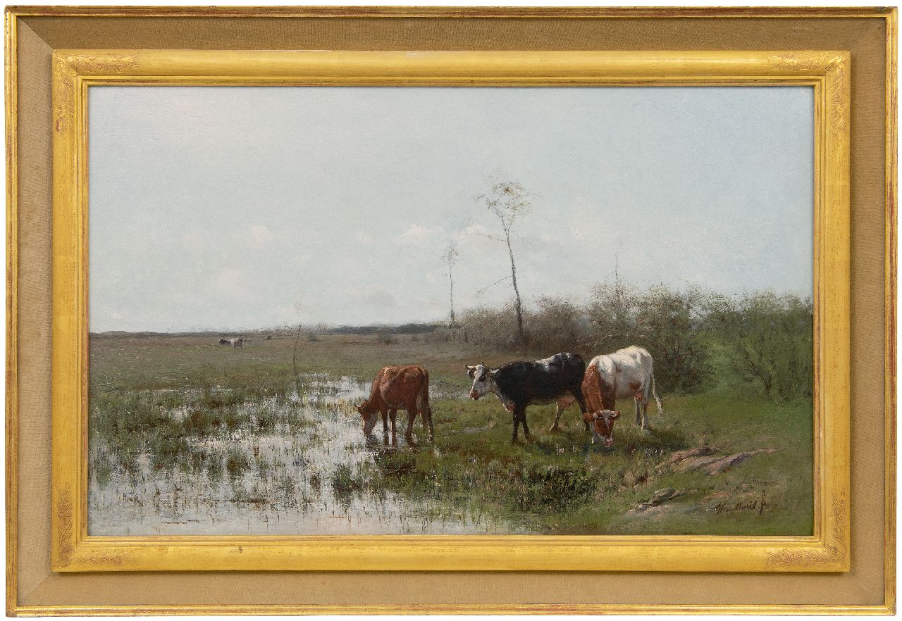 Maris W.  | Willem Maris, Grasende Kühe, Öl auf Leinwand 49,8 x 89,9 cm, Unterzeichnet u.r.