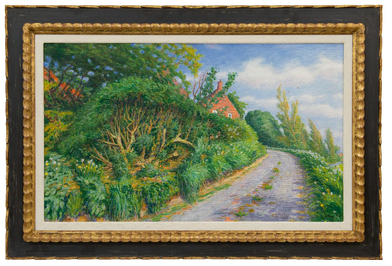 Dijkstra J.  | Johannes 'Johan' Dijkstra | Gemälde zum Verkauf angeboten | Dorfweg in Ezinge, Groningen, Öl auf Leinwand 60,0 x 100,0 cm, Unterzeichnet u.r.