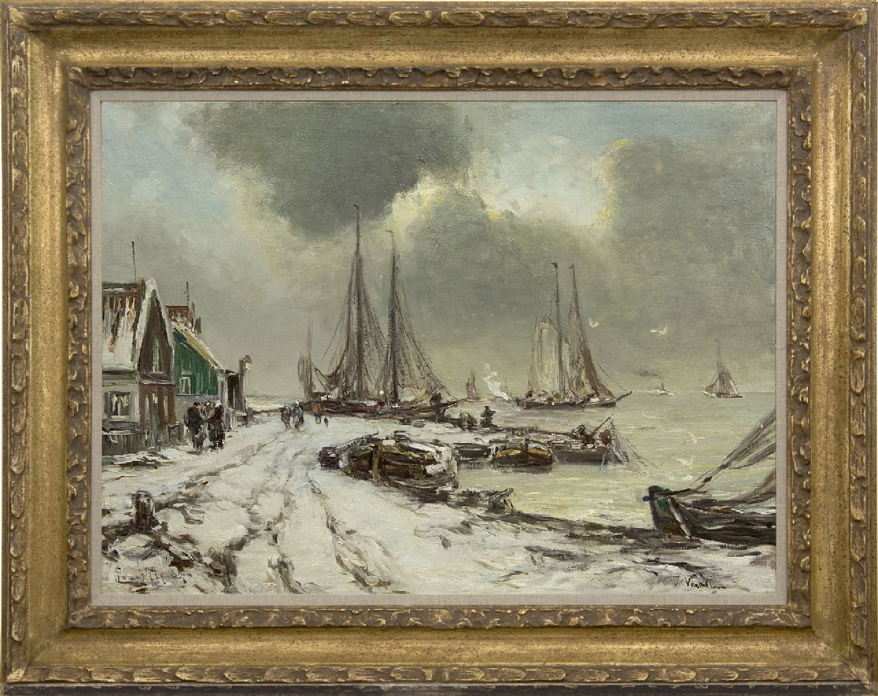 Apol L.F.H.  | Lodewijk Franciscus Hendrik 'Louis' Apol | Gemälde zum Verkauf angeboten | Winter bei Volendam, Öl auf Leinwand 55,3 x 75,3 cm, Unterzeichnet u.l.