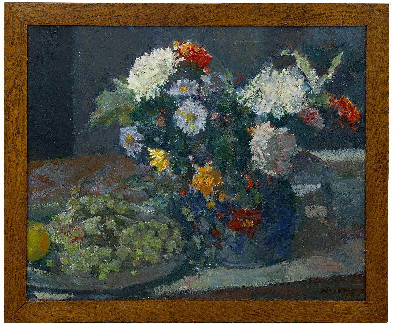 Verwey K.  | Kees Verwey | Gemälde zum Verkauf angeboten | A still life with autumn flowers, Öl auf Leinwand 50,6 x 60,7 cm, signed l.r.