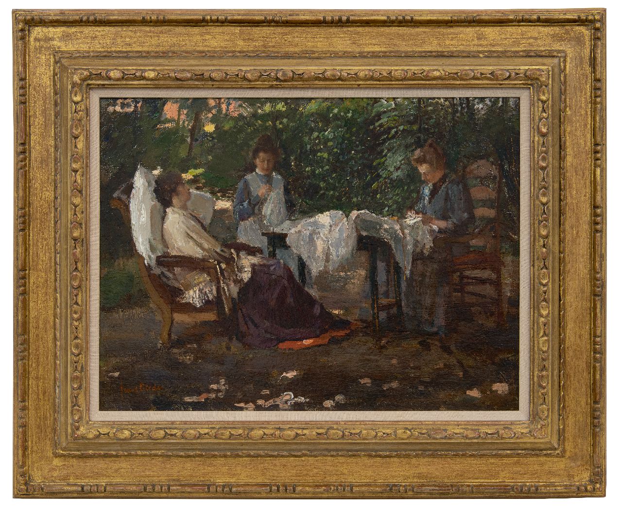 Oerder F.D.  | 'Frans' David Oerder, Ein ruhiger Nachmittag, Öl auf Leinwand 37,3 x 50,5 cm, Unterzeichnet u.l.