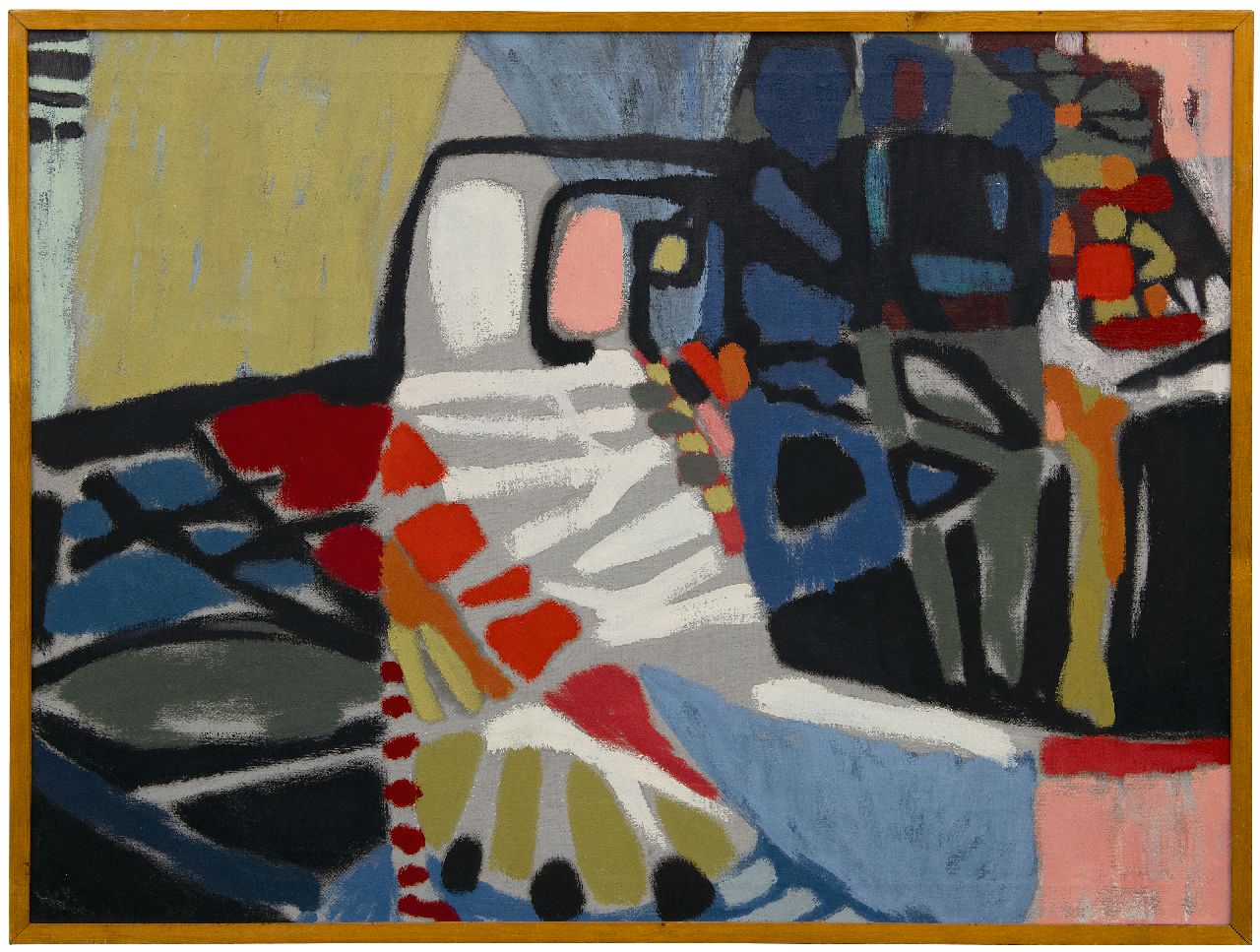 Hunziker F.  | Frieda Hunziker, Komposition 54, Öl auf Leinwand 74,9 x 99,9 cm, Unterzeichnet im Verso und zu datieren 1954