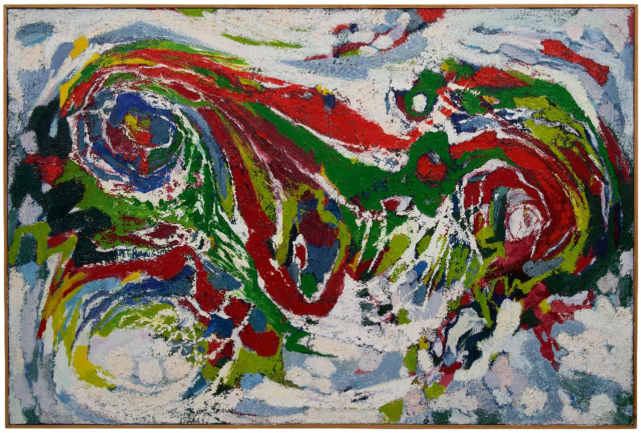 Hunziker F.  | Frieda Hunziker, Blumenvegetation, Öl auf Leinwand 100,2 x 150,0 cm, Unterzeichnet auf Keilrahmen und zu datieren 1957