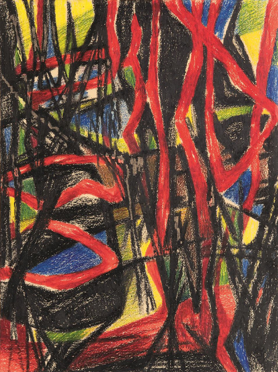 Hunziker F.  | Frieda Hunziker | Aquarelle und Zeichnungen zum Verkauf angeboten | Komposition, Wachskreide auf Papier 50,0 x 37,5 cm, ohne Rahmen
