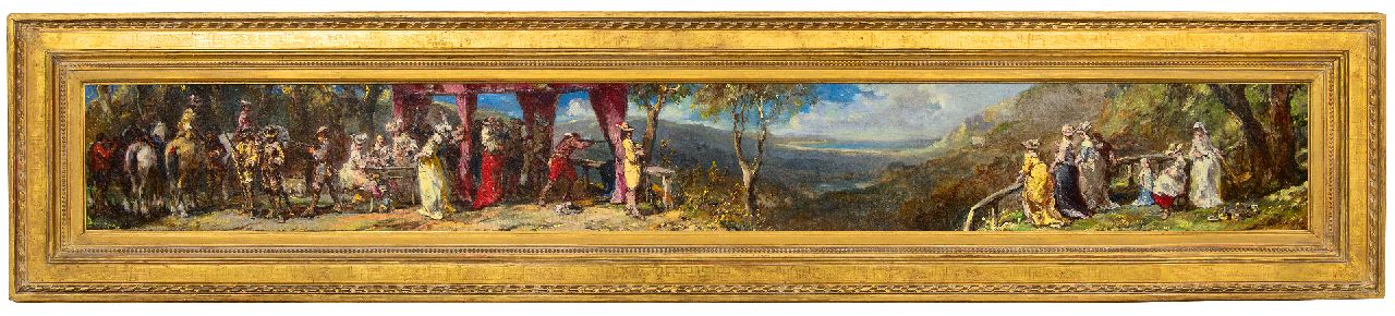 Isabey L.G.E.  | Louis Gabriel 'Eugène' Isabey | Gemälde zum Verkauf angeboten | Die Schießparty, Öl auf Leinwand 21,3 x 171,5 cm, Unterzeichnet u.r. und datiert '76