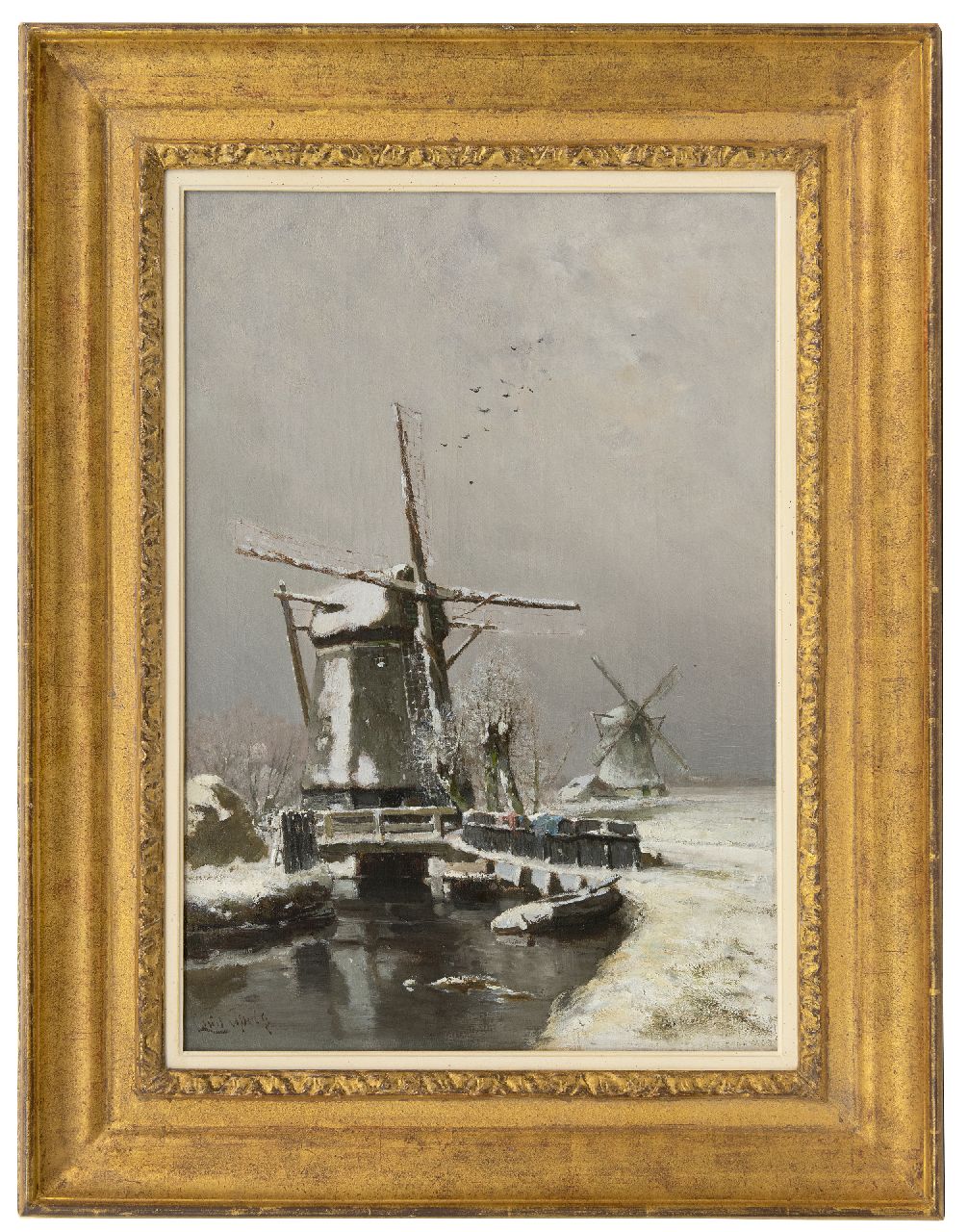 Apol L.F.H.  | Lodewijk Franciscus Hendrik 'Louis' Apol | Gemälde zum Verkauf angeboten | Mühlen im Winter, Öl auf Leinwand 50,1 x 34,8 cm, Unterzeichnet u.l.