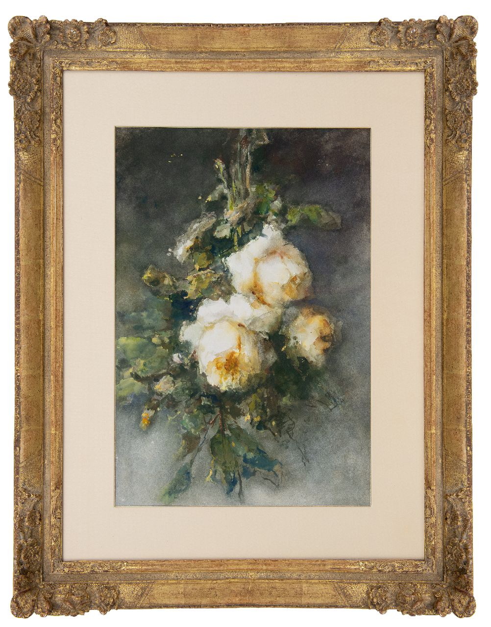 Roosenboom M.C.J.W.H.  | 'Margaretha' Cornelia Johanna Wilhelmina Henriëtta Roosenboom | Aquarelle und Zeichnungen zum Verkauf angeboten | Yellow Roses, Aquarell auf Papier 53,5 x 36,0 cm