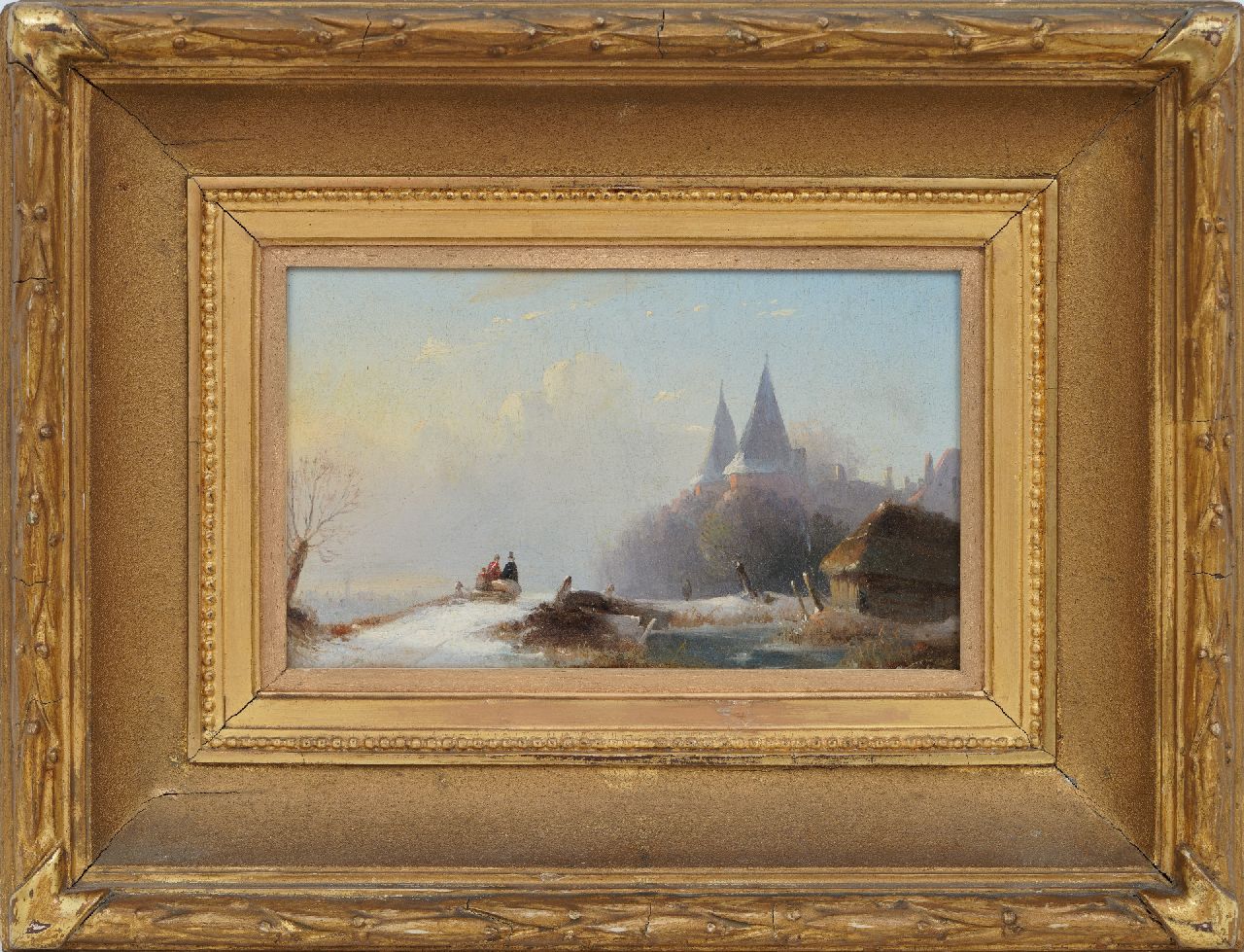 Wayen Pieterszen A. van der | Abraham van der Wayen Pieterszen, Stadttor in verschneiter Landschaft, Öl auf Holz 14,3 x 22,4 cm, gesigneerd monogram AW