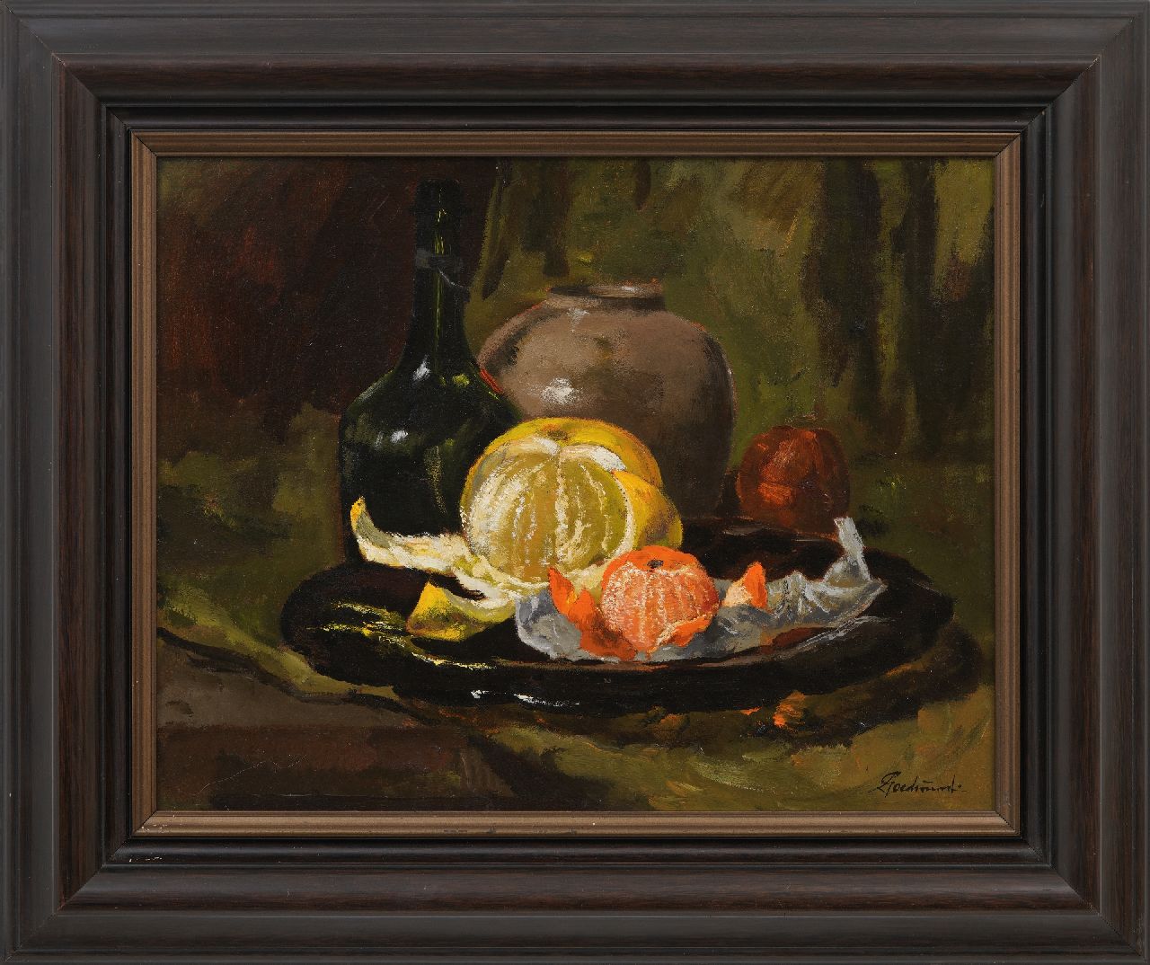 Goedvriend Th.F.  | Theodoor Franciscus 'Theo' Goedvriend | Gemälde zum Verkauf angeboten | Stillleben mit geschälter Orange und Mandarine, Öl auf Malereifaser 37,4 x 47,3 cm, Unterzeichnet u.r.