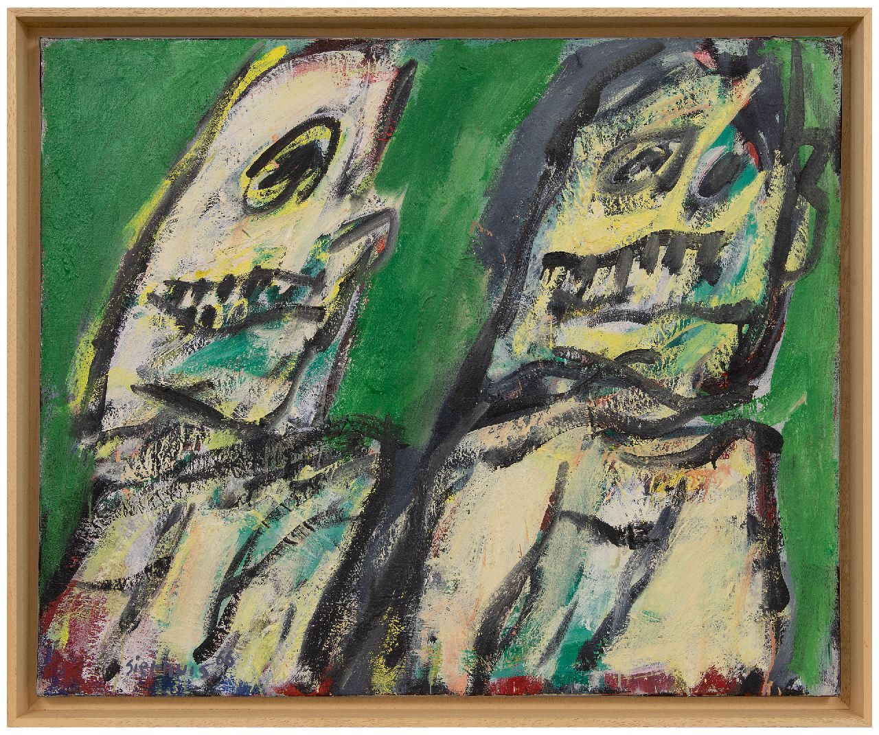 Sierhuis J.A.  | 'Jan' Alphonsus Sierhuis | Gemälde zum Verkauf angeboten | Zwei Figuren, Tempera und Öl auf Leinwand 69,6 x 85,3 cm, Unterzeichnet u.l. und datiert '66