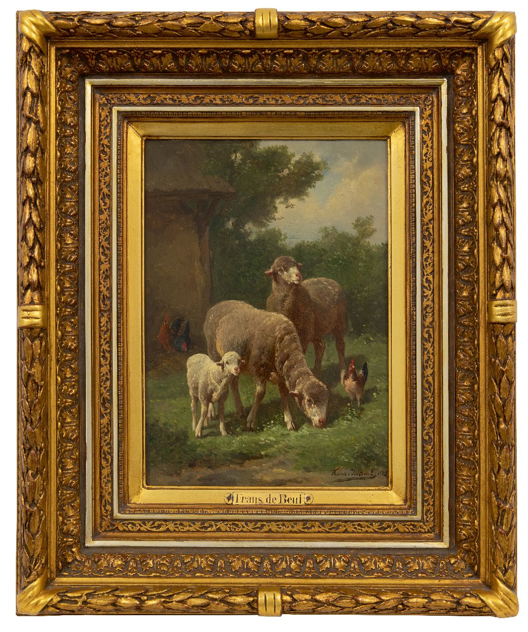 Beul F. de | Frans de Beul, Schafe und Lämmer auf der Weide, Öl auf Holz 34,1 x 23,8 cm, Unterzeichnet u.r. und datiert 1883