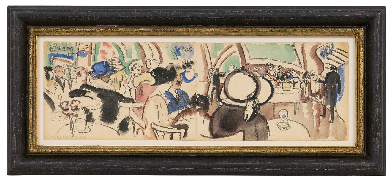 Sluijters J.C.B.  | Johannes Carolus Bernardus 'Jan' Sluijters | Aquarelle und Zeichnungen zum Verkauf angeboten | Tanzsaal, Aquarell auf Papier 11,5 x 36,8 cm, Unterzeichnet u.l.