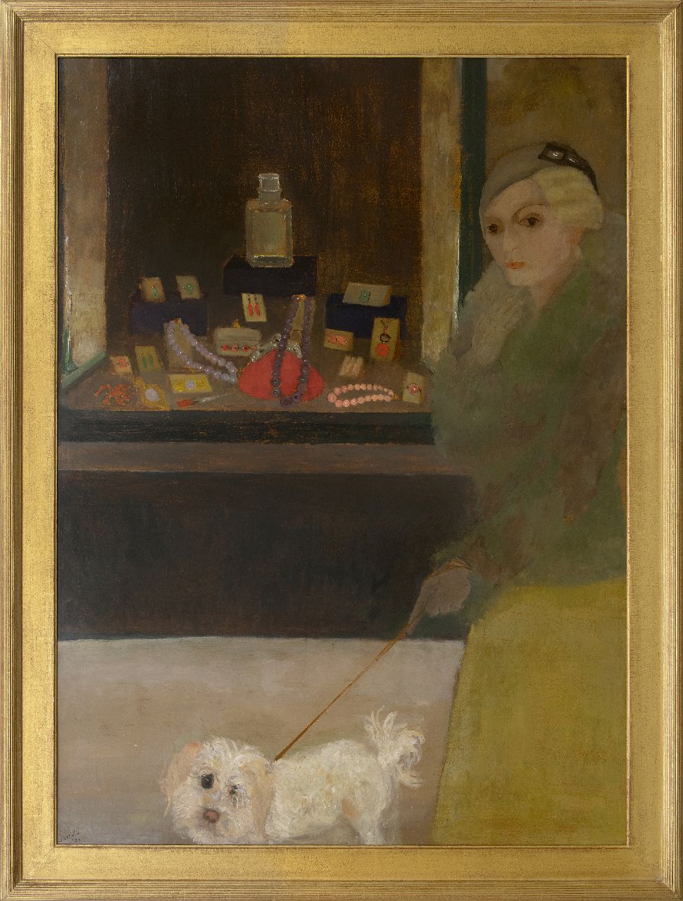 Sorella (Theresia Ansingh)   | Sorella (Theresia Ansingh), Sorella vor einem Schaufenster, Öl auf Leinwand 139,0 x 100,0 cm, Unterzeichnet u.l. und datiert '33