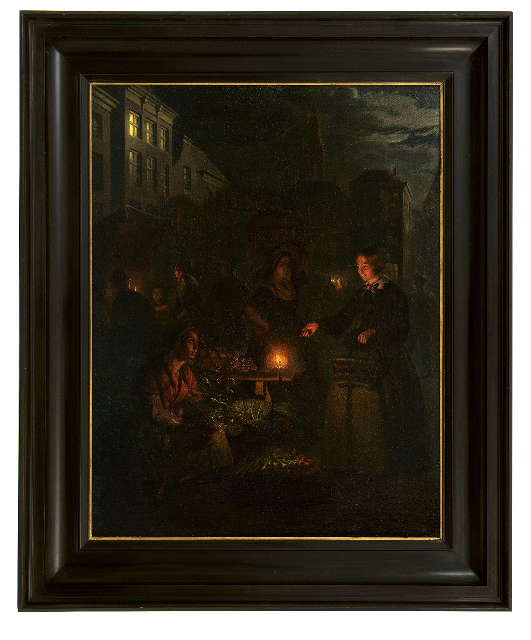 Schendel P. van | Petrus van Schendel | Gemälde zum Verkauf angeboten | Marktszene auf dem Grote Markt im Haag, Öl auf Leinwand 66,5 x 51,2 cm, zu datieren 1855-1860