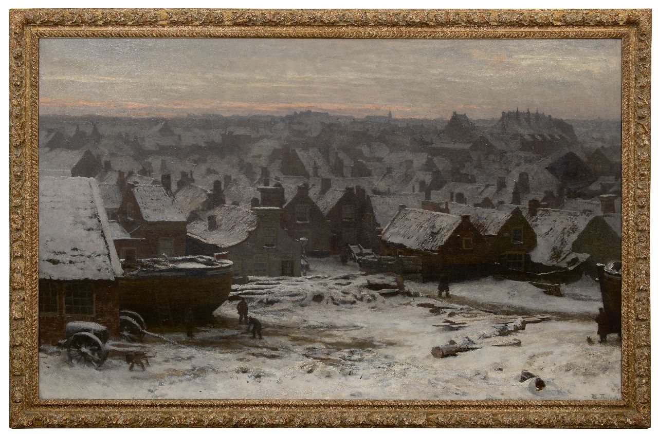 Tholen W.B.  | Willem Bastiaan Tholen | Gemälde zum Verkauf angeboten | Winter im alten Scheveningen, Öl auf Leinwand 100,1 x 160,4 cm, Unterzeichnet u.r. und zu datieren um 1891
