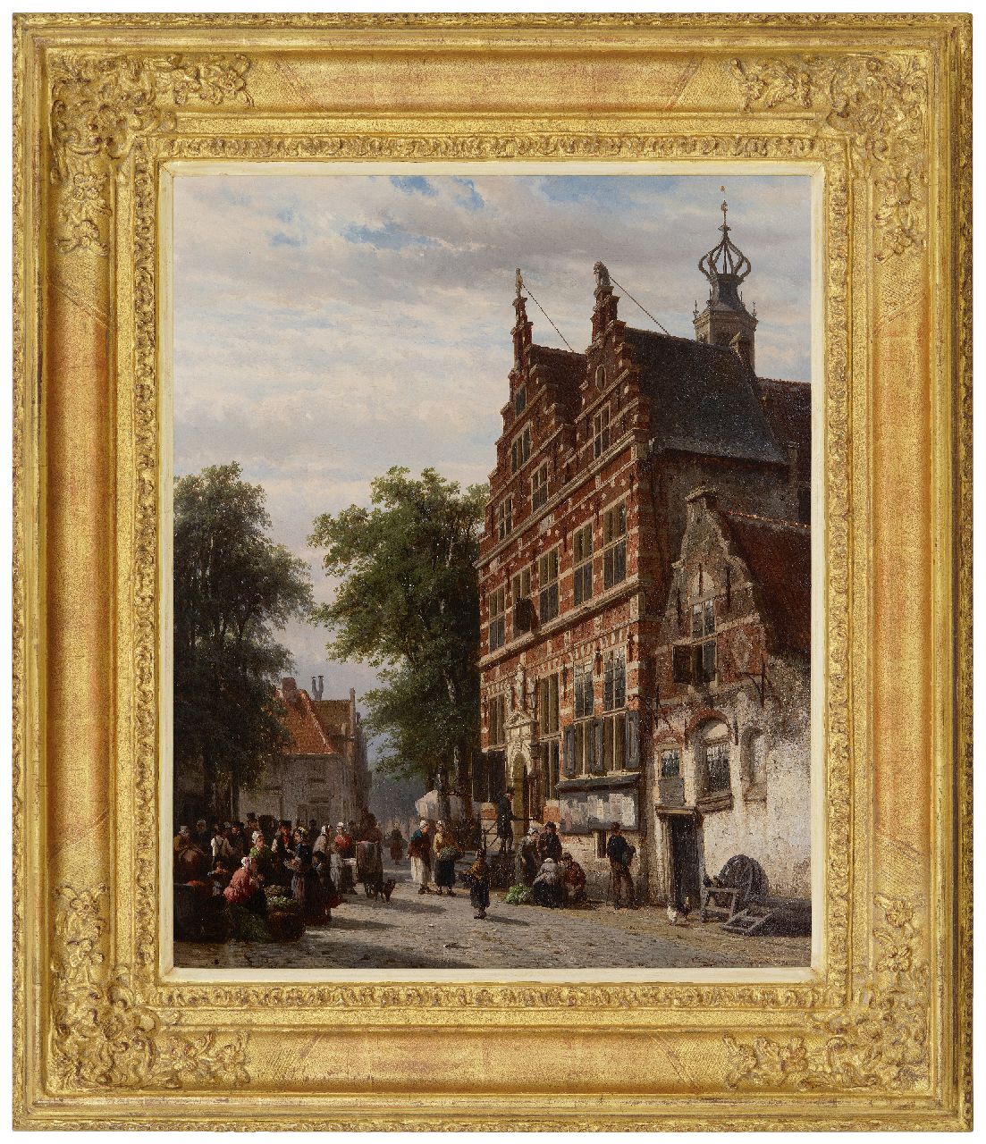 Springer C.  | Cornelis Springer, Das Rathaus von Naarden an der Marktstraat, Öl auf Holz 51,6 x 42,0 cm, Unterzeichnet u.r. und datiert 1863