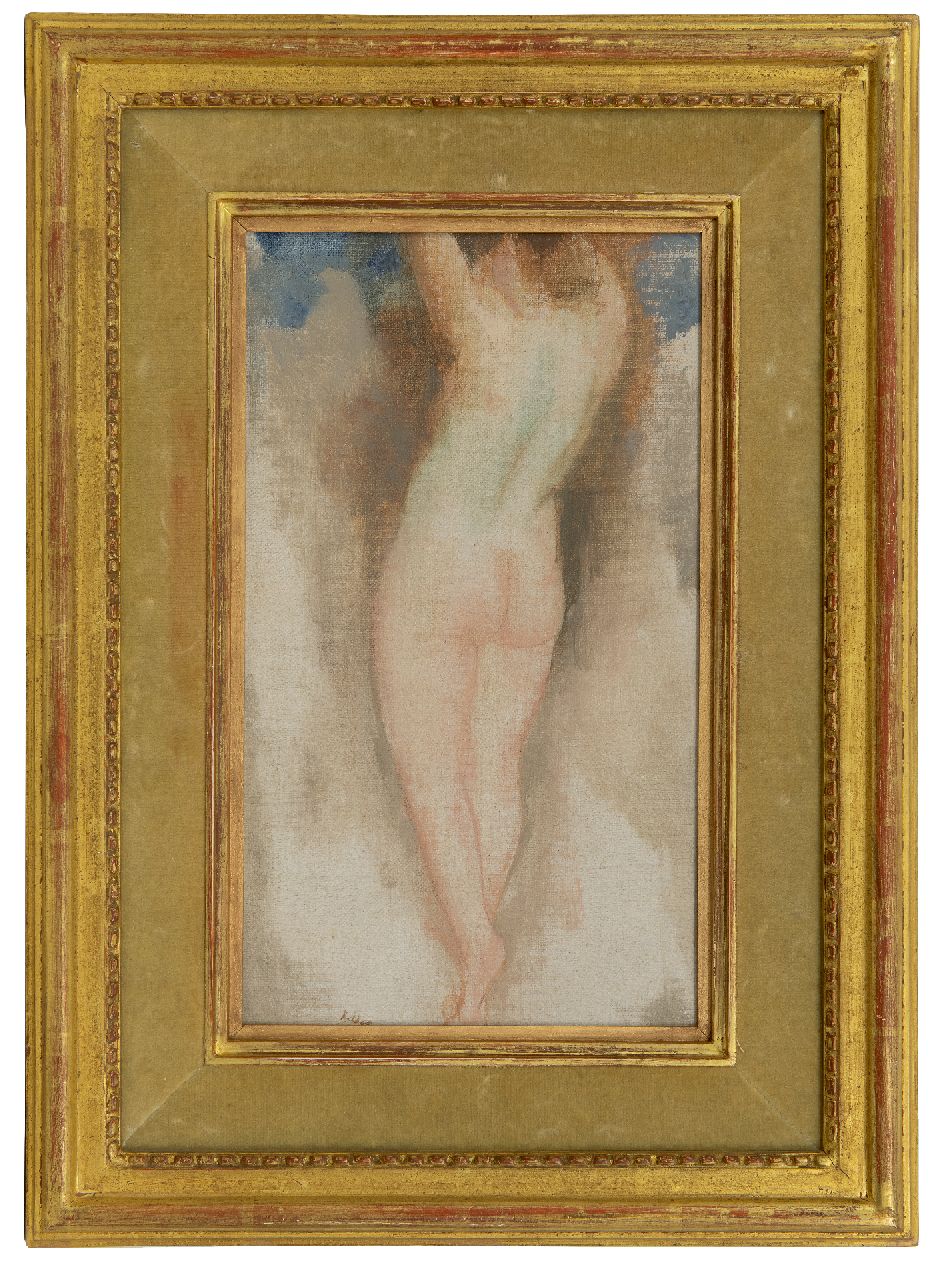 Kelder A.B.  | Antonius Bernardus 'Toon' Kelder | Gemälde zum Verkauf angeboten | Weiblicher Akt, stehend, Öl auf Leinwand  auf Holzfaser 32,6 x 17,7 cm, Unterzeichnet u.l. und ohne Rahmen