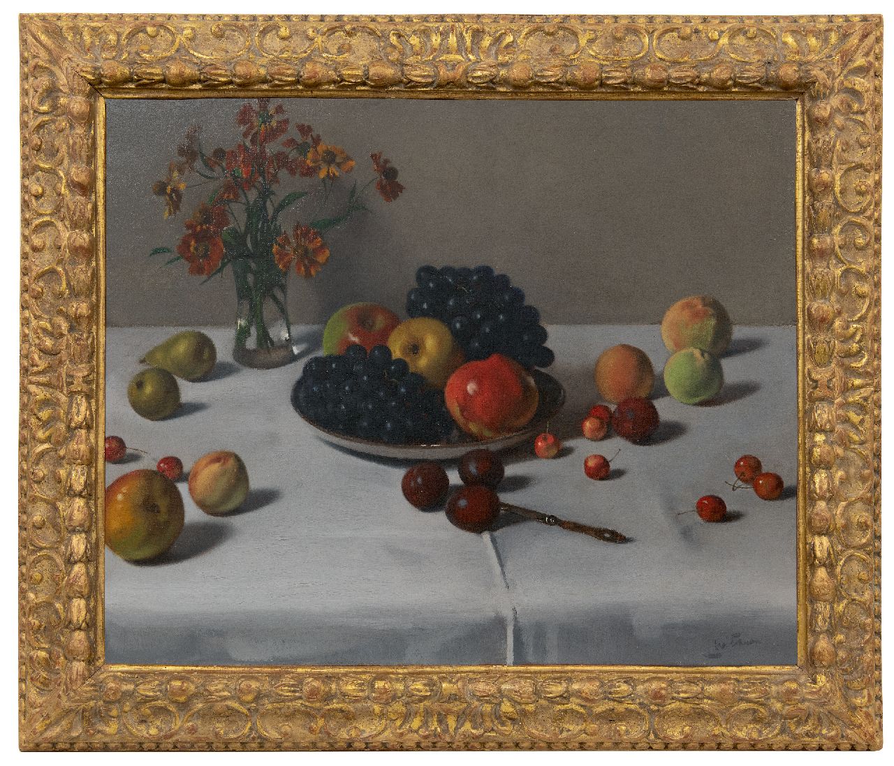 Witsen W.A.  | 'Willem' Arnold Witsen | Gemälde zum Verkauf angeboten | Stillleben mit Früchten und Vase mit Blumen, Öl auf Leinwand 52,2 x 64,0 cm, Unterzeichnet u.r. und zu datieren ca. 1920
