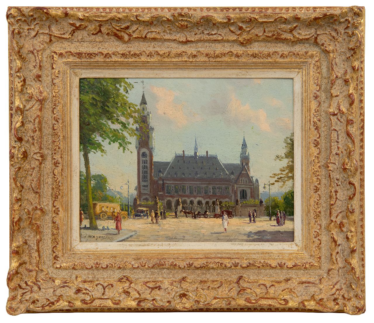 Wagemans P.J.A.  | 'Piet' Johannes Alexander Wagemans | Gemälde zum Verkauf angeboten | Blick auf den Friedenspalast in Den Haag, Öl auf Holz 18,5 x 24,3 cm, Unterzeichnet u.l. und ohne Rahmen