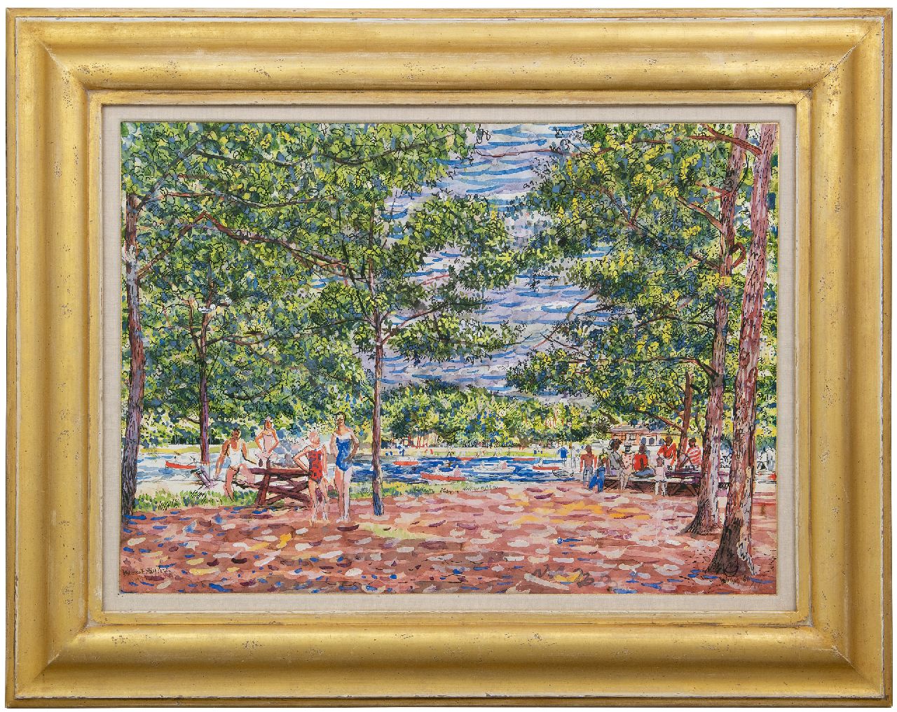 Bieling H.F.  | Hermann Friederich 'Herman' Bieling | Aquarelle und Zeichnungen zum Verkauf angeboten | Summer in Belmont State Park, New York, Aquarell auf Papier 57,0 x 78,0 cm, signed l.r. und dated '60
